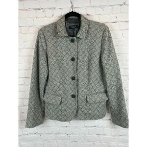 TALBOTS white gray wool blend button down pockets jacket elegant career size 10